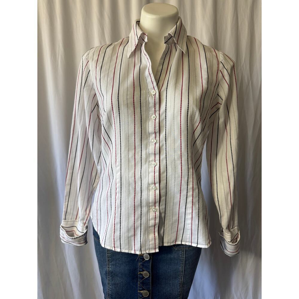 Marks & Spencer Striped Button-Up Blouse - Size UK 14 (US 10)